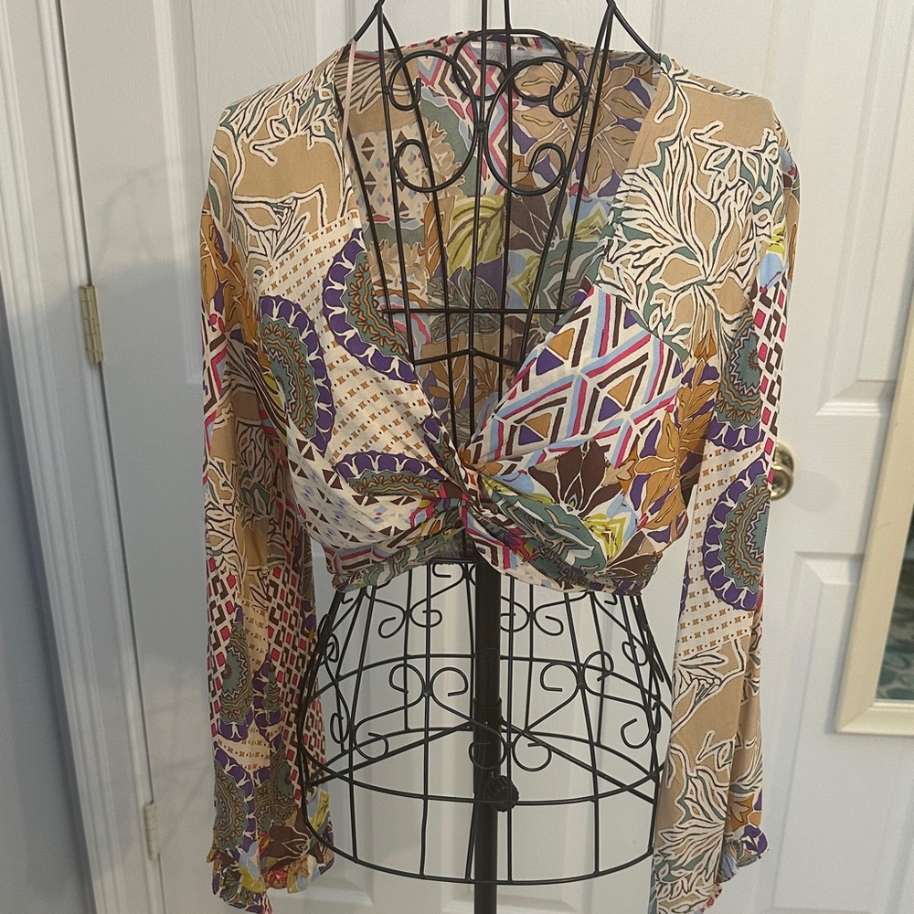 Zara Multicolor Geometric and Floral Blouse